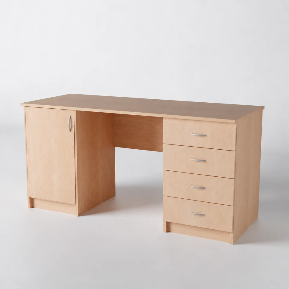 Desk with drawer pedestal and cabinet ST12